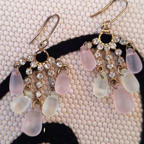 romantic earrings with rhinestones