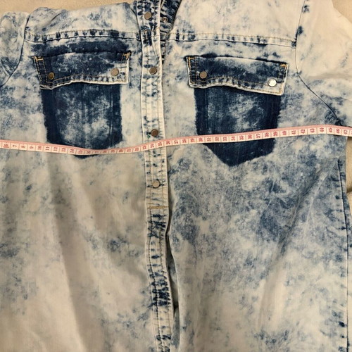 Bershka Denim Shirt Medium Acid Wash Blue/White like new