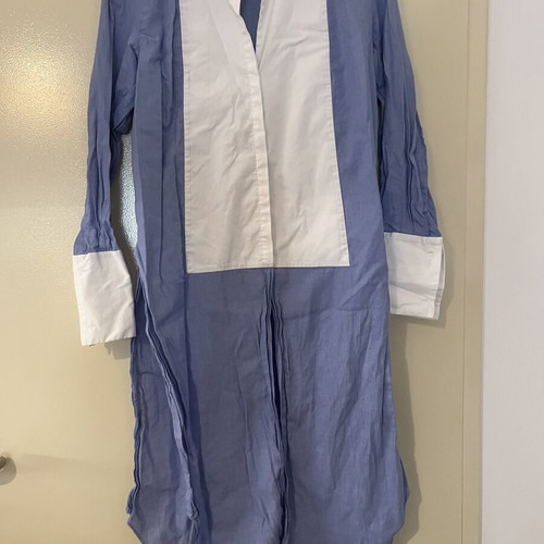 Zara maxi blue shirt with white details