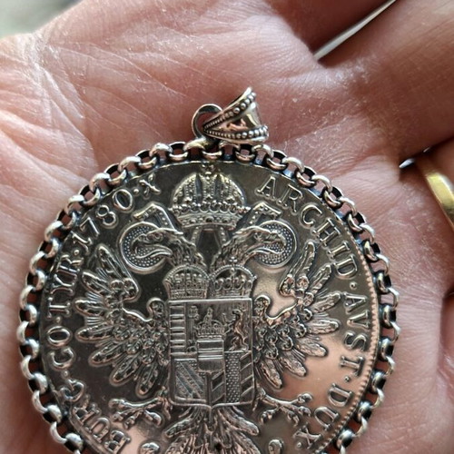 Maria Theresa Thaler 1780 silver vintage pendant used
