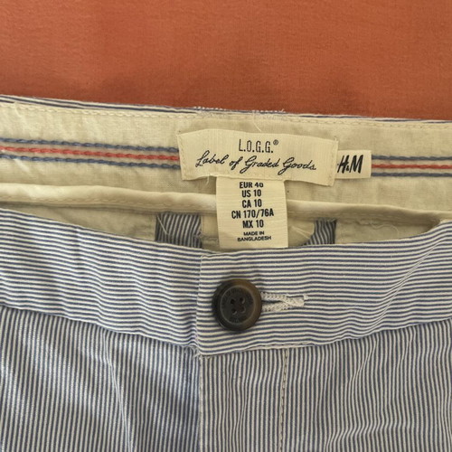 H&M L.O.G.G. women's striped shorts used, size L, white and blue