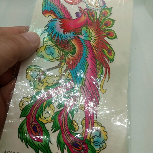 Temporary tattoo sticker Phoenix multicolored