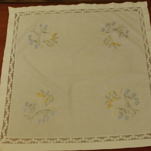 Spring embroidered and crocheted lace table linens pack of three used