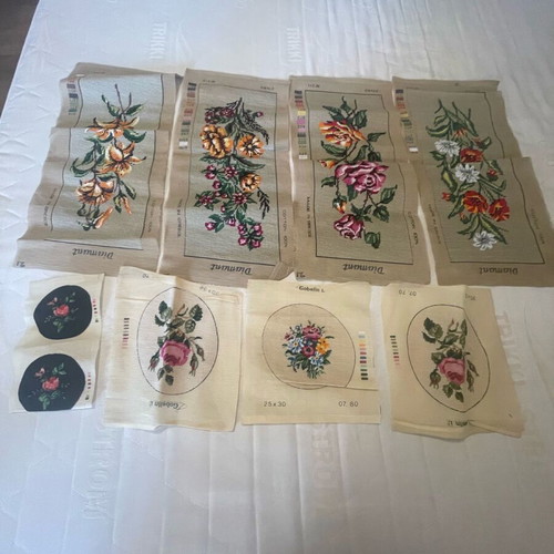 Handmade embroidery set with 4 large and 4 small pieces