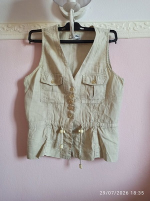 On Line women's linen vest beige medium like new