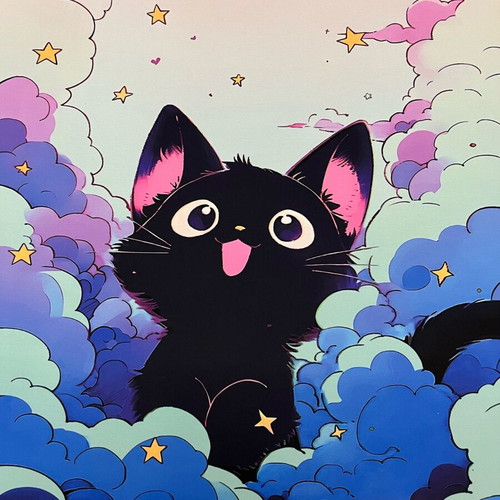 Mouse pad Black Cat on the Clouds new XXL kawaii design