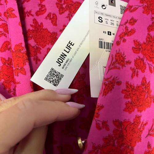 Zara women's short dress new, size S, red and pink