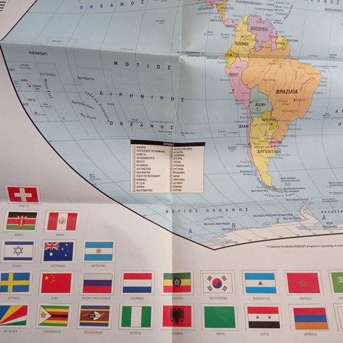 Political world map used De Agostini with country flags