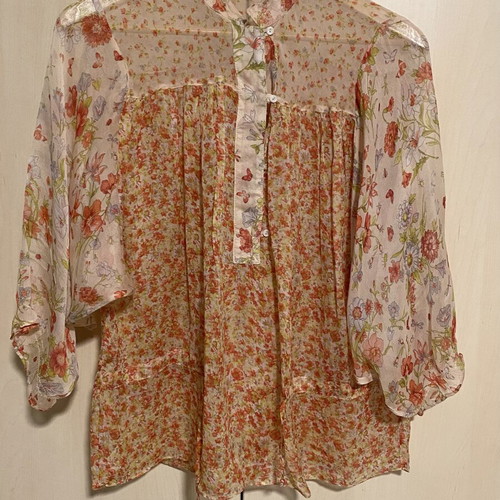 Zara transparent floral shirt size M like new, orange colorful