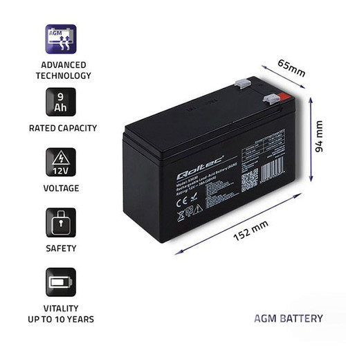 Qoltec 53031 AGM Battery 12V 9Ah new