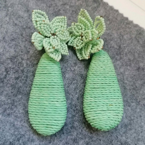 Zara statement earrings used, mint beaded dangle for pierced ears