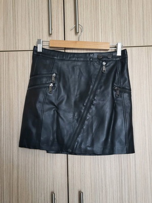 Funky Buddha mini skirt black like new, faux leather, size S