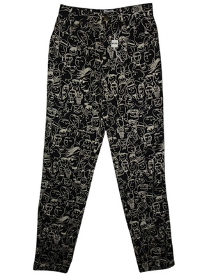 Moschino Jeans Faces Print High Waisted Pants New Black and White
