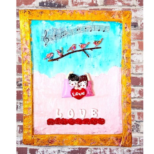 Handmade Saint Valentine frame "The Melody of Love" new