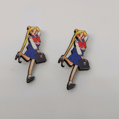 Wooden earrings with stainless steel clasp, 5 cm height, new