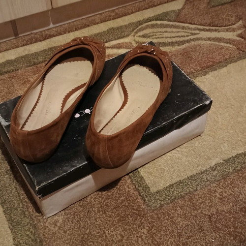 Peep toe suede ballerinas like new, brown, size 40