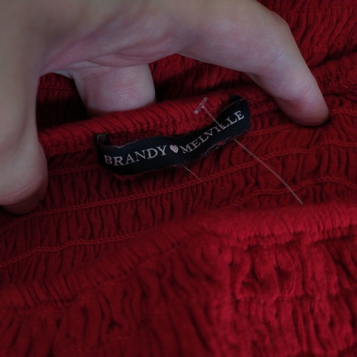 Brandy Melville red smocked top new, size XS