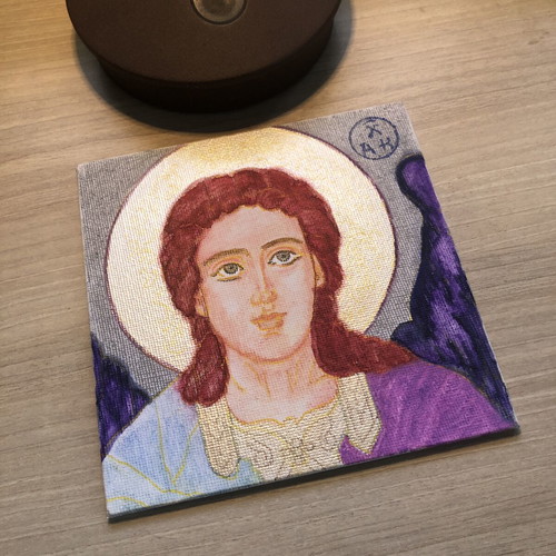 Guardian Angel Handmade Watercolor Painting on Compressed Canvas