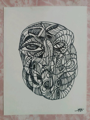 Psychedelic face drawing made to order