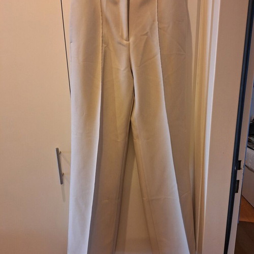 zara high waisted dress pants Zara Womens White High Waist Straight Leg Pleated Career Trousers Dres –  Brie main image 0