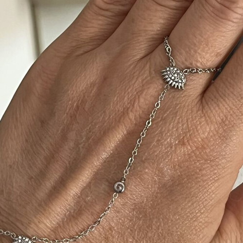 Hand chain new, steel and zircon