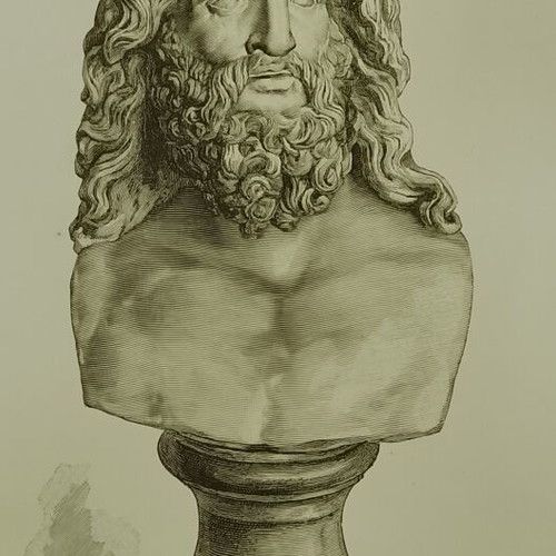 Λιθογραφία 1880 προτομή Δία, 26,5x19 εκ.