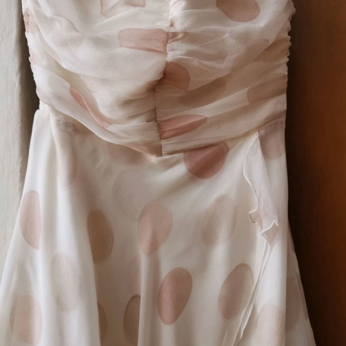 Silk strapless women's dress new, white pink size M