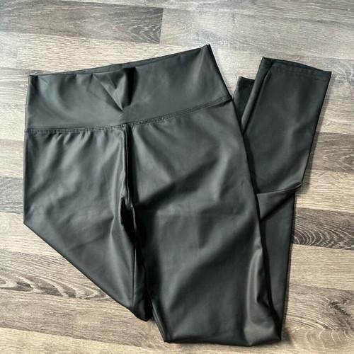 Black leather look leggings like new, size S/M