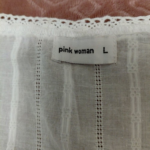 Pink Woman top white large cotton like new