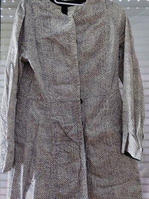 Women's black and white autumn fabric dress, above knee, size M