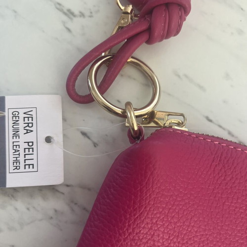 Leather bag Vera Pelle pink new, hand-held with two straps
