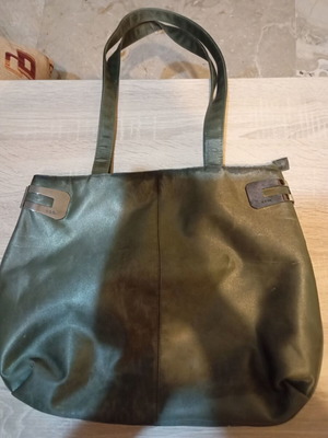 Shoulder bag silver large size used with slight color wear