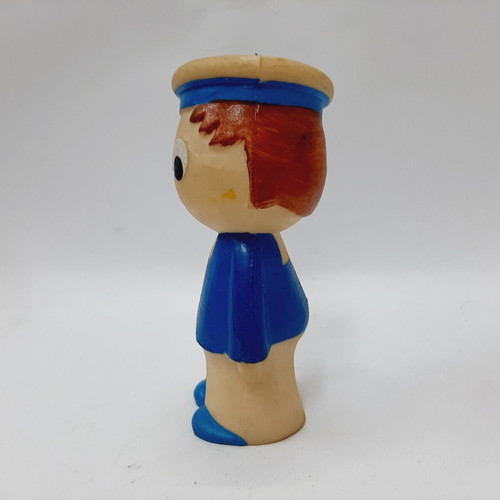 Vintage rubber figurine 70s cream blue 17×7.5 cm