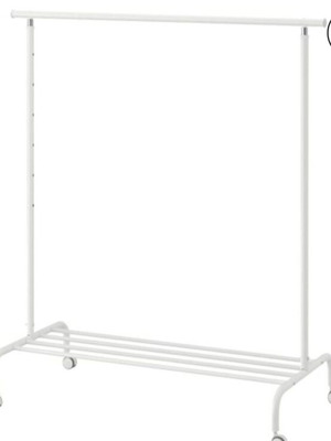 Clothes rack with wheels, telescopic steel bar, like new