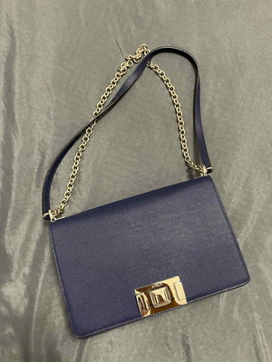 Furla navy blue crossbody bag with gold details