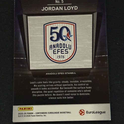 Panini Euroleague Contenders 25/26 Jordan Loyd Atmosphere Insert Card new