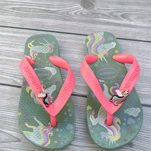 Havaianas flip flops for girls size 27 like new, colorful, unicorn design