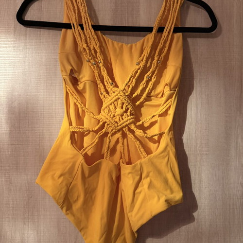 SugarFree one-piece swimsuit like new, size S, yellow and orange