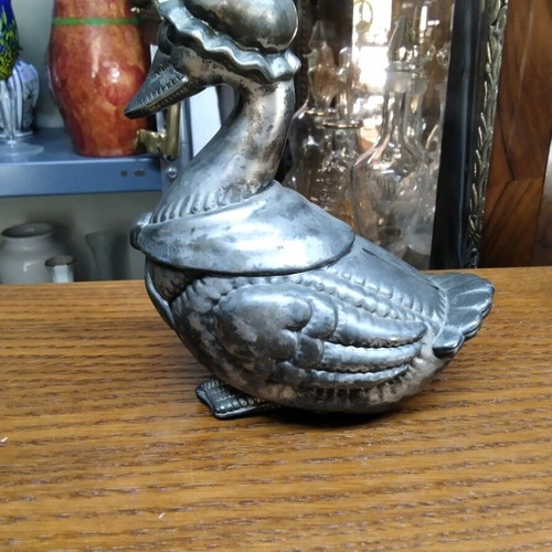 Iron Duck Tabletop Piggy Bank like new, silver color 17x14x9 cm