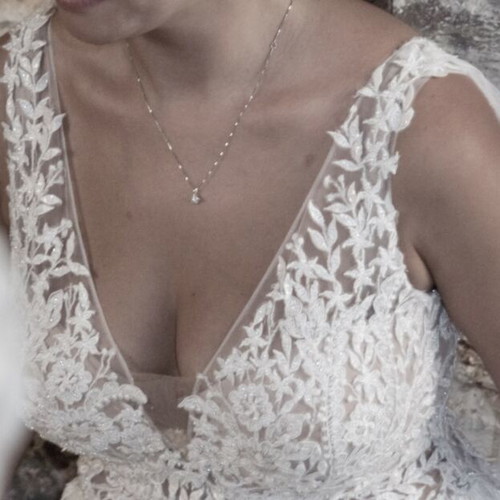Romantic A-line wedding dress with 3D details