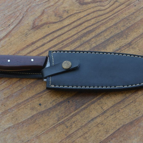 Damascus Hand Forged Vintage Kitchen Chef Knife Rose Wood Handle