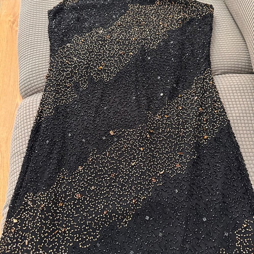 Black evening dress like new with beads and shimmer midi