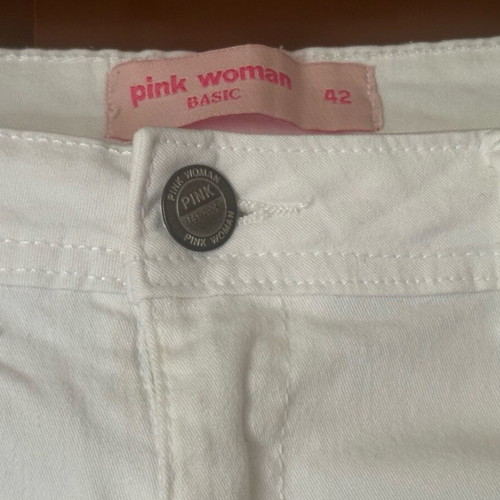 White slim fit jeans with knee rips Pink Woman like new