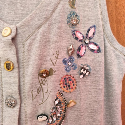 Latty Lie blouse size M, like new, with decorative elements, grey