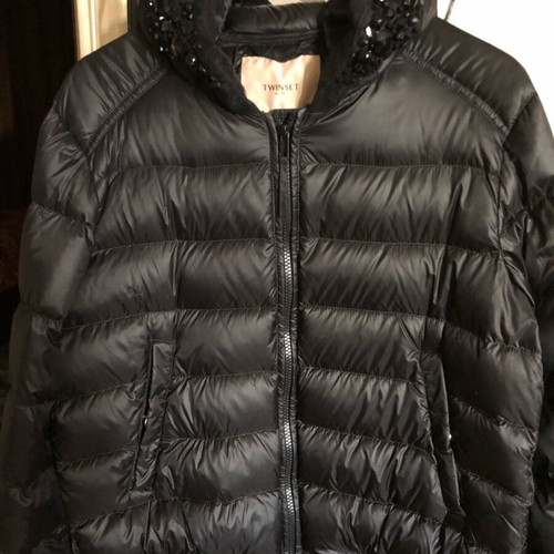 Twinset Puffer jacket black L like new, spring down-filled