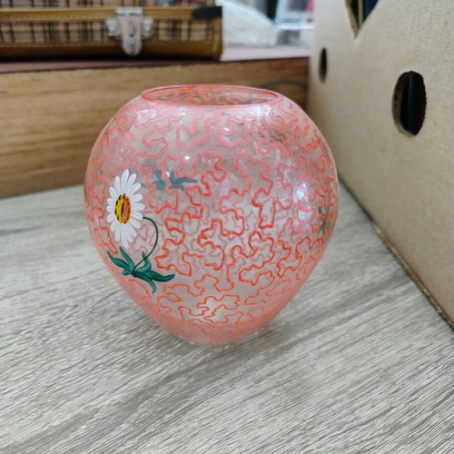 Glass flower vase used, height 11 cm