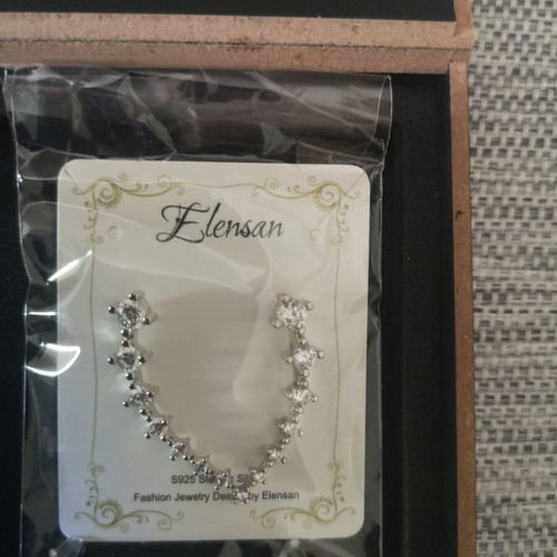 Elensan 925 Silver Ear Climbers with Zirconia New