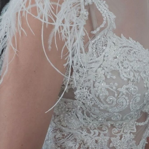 Bridal lace top handmade, new, light ivory, size M