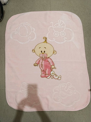 Βρεφική χοντρή κουβέρτα σαν καινούργια, ροζ με σχέδιο μωρό