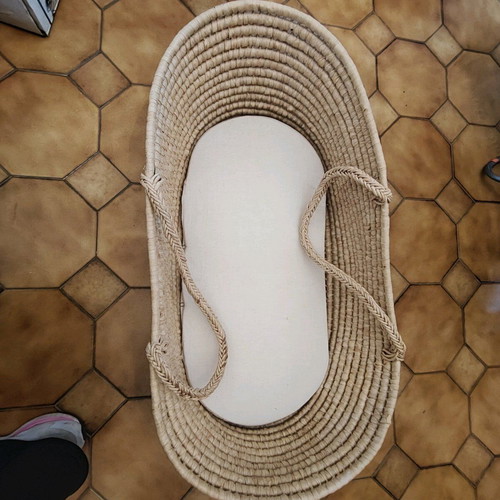 Baby Moses basket with handmade knitted blanket and booties new